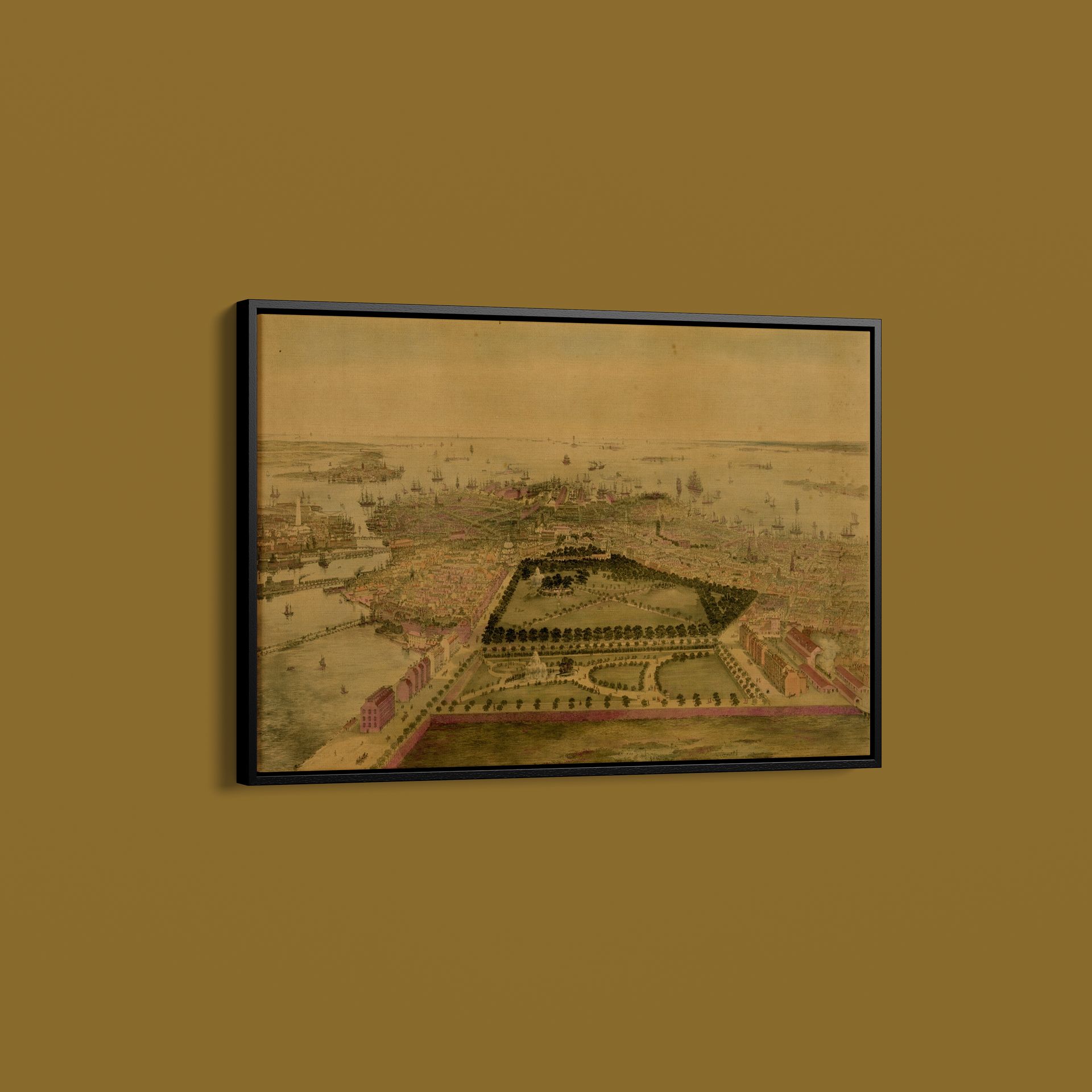 Sarony and Major – Birds Eye View of Boston – Art Print on Paper or Canvas