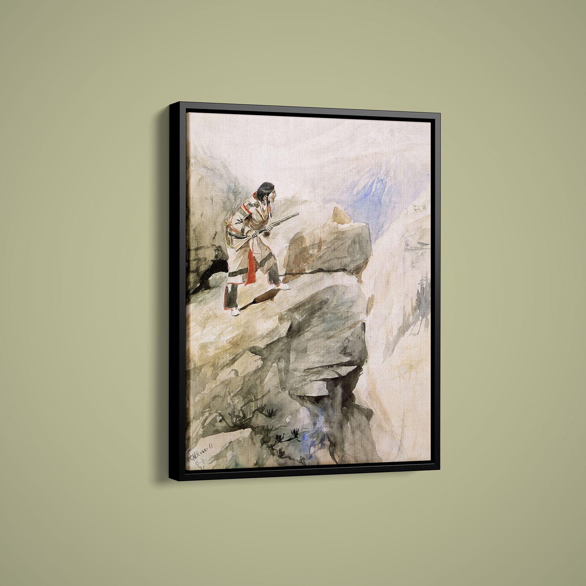 Charles Marion Russell - Crow Sheep Hunter - Art Print on Paper or Canvas