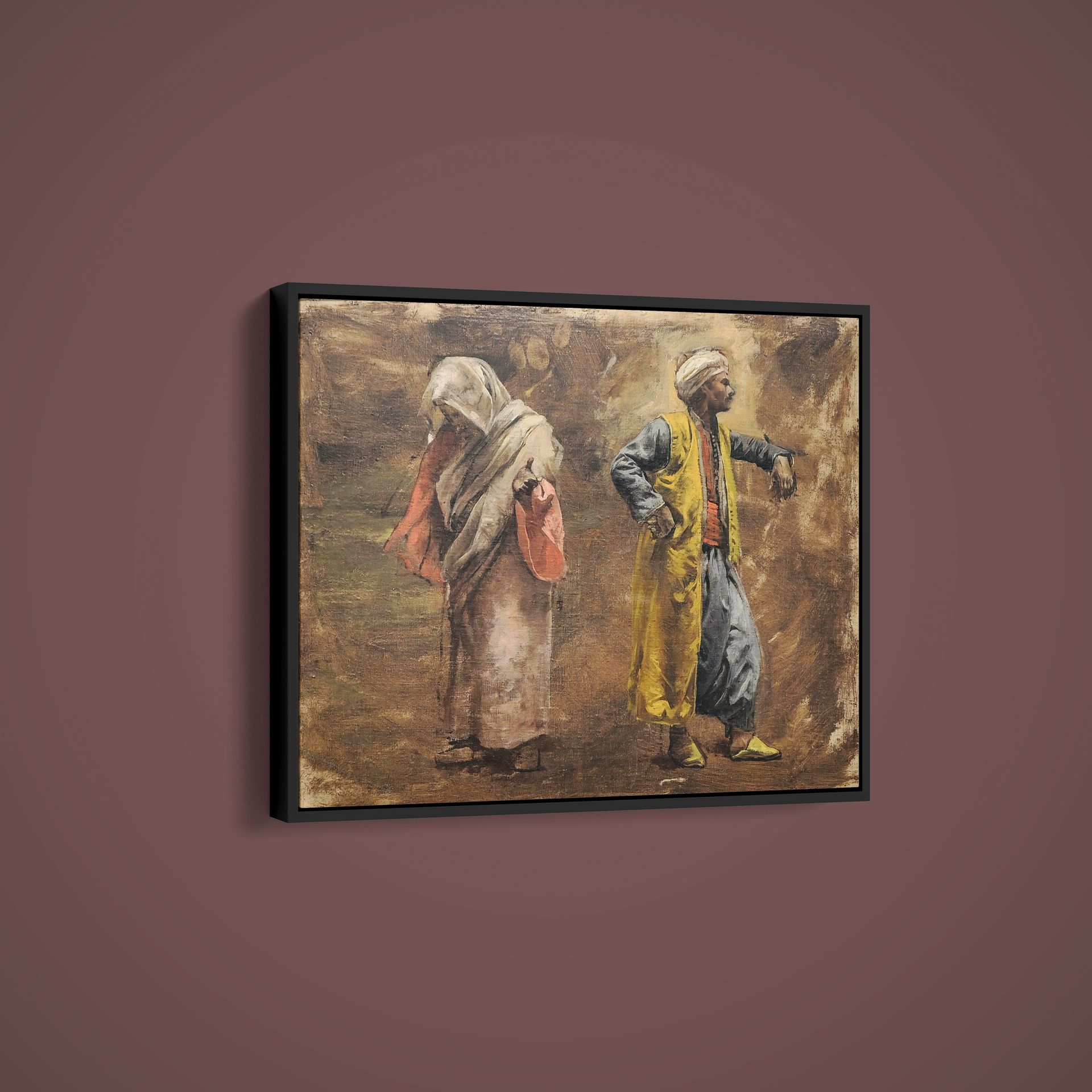 Edwin Lord Weeks – Study of Two Figures – Art Print on Paper or Canvas