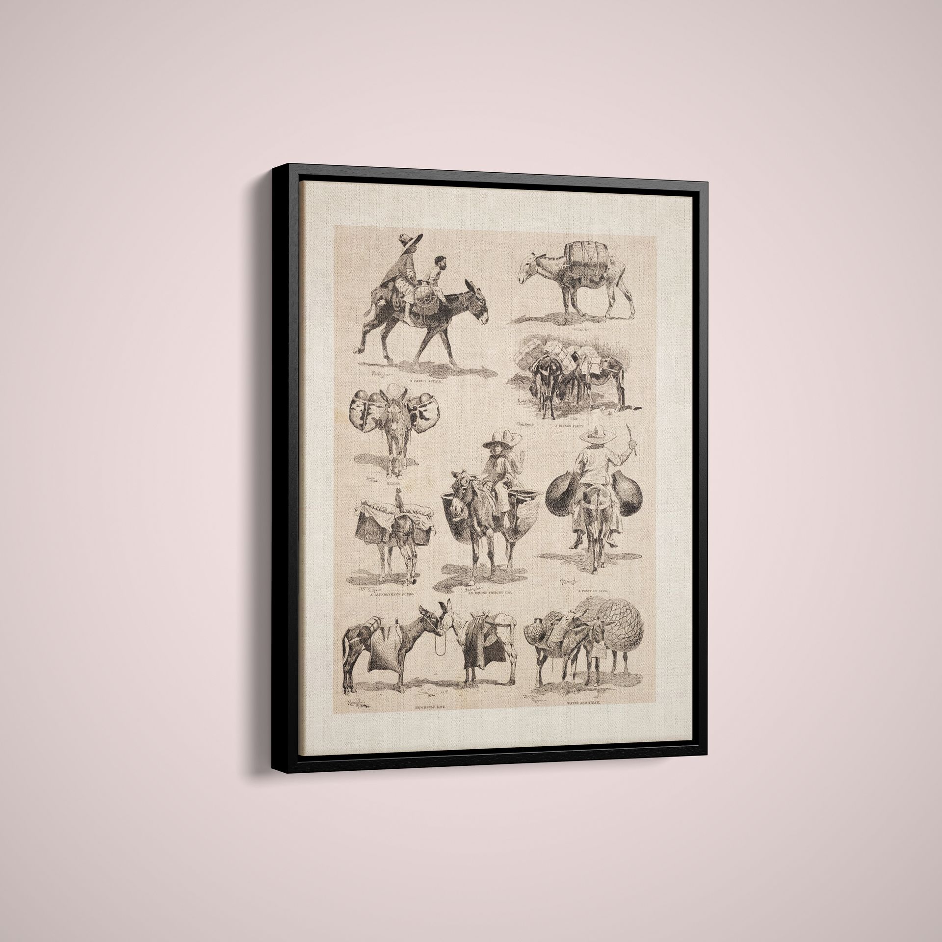 Frederic Remington – Mexican Burros – Art Print on Paper or Canvas