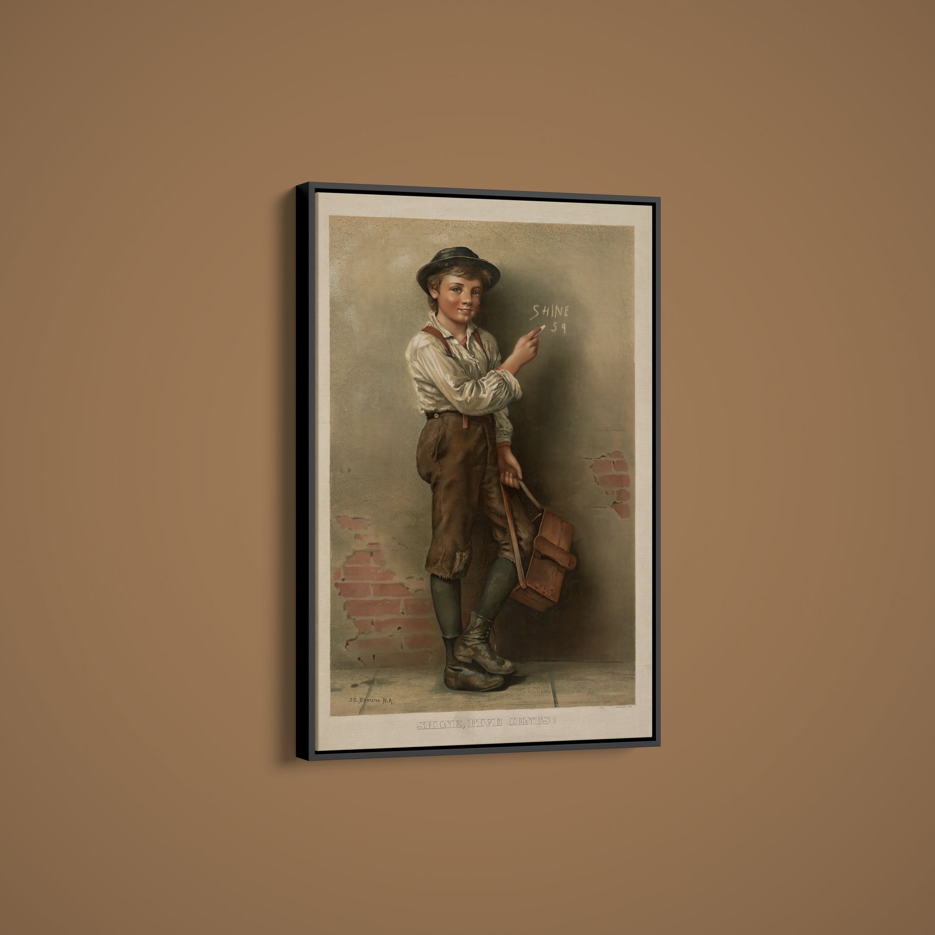 John George Brown – Shine, Five Cents – Art Print on Paper or Canvas