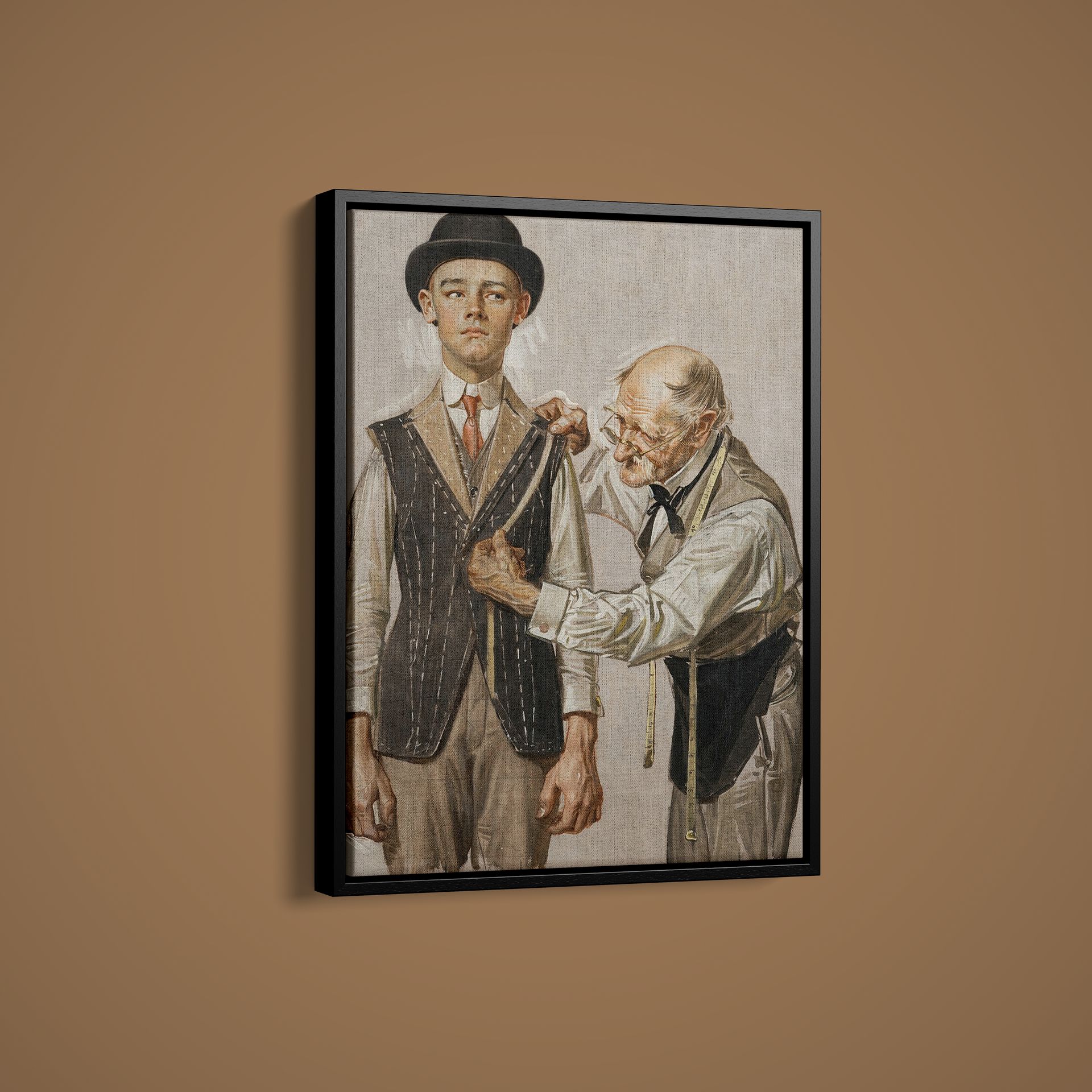 Joseph Christian Leyendecker – Fitted for a Suit – Art Print on Paper or Canvas