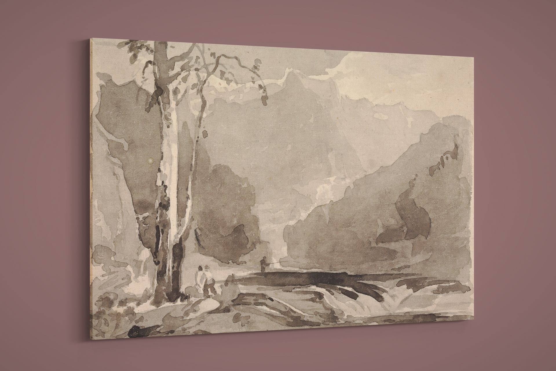 Thomas Sully – Fishermen at a Mountain Stream – Art Print on Paper or Canvas