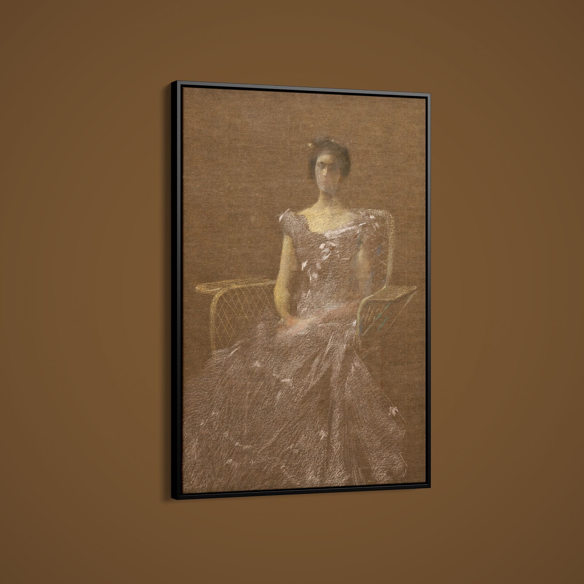 Thomas Wilmer Dewing – Lady in Rattan Armchair – Art Print on Paper or Canvas