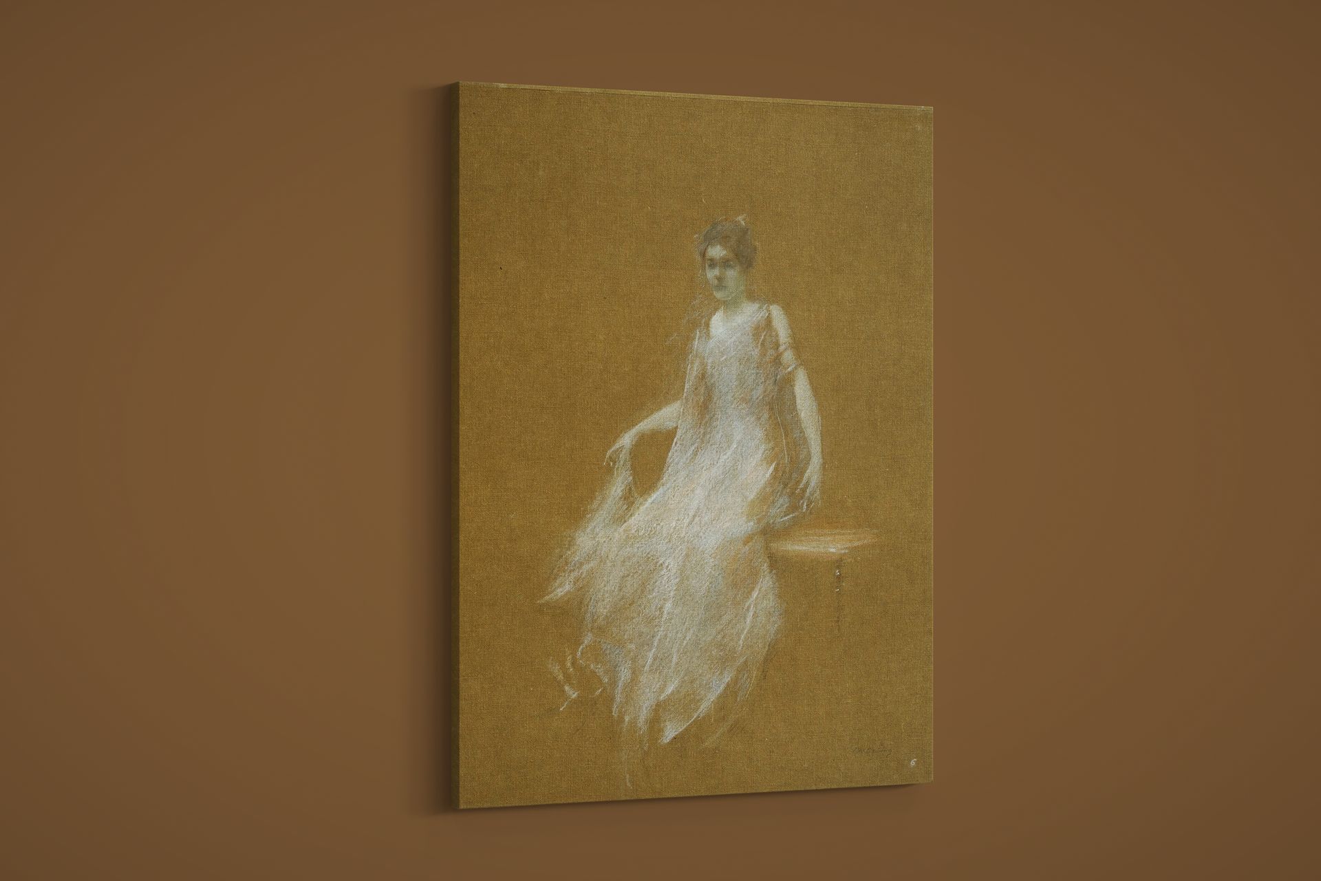 Thomas Wilmer Dewing – Lady in White – Art Print on Paper or Canvas