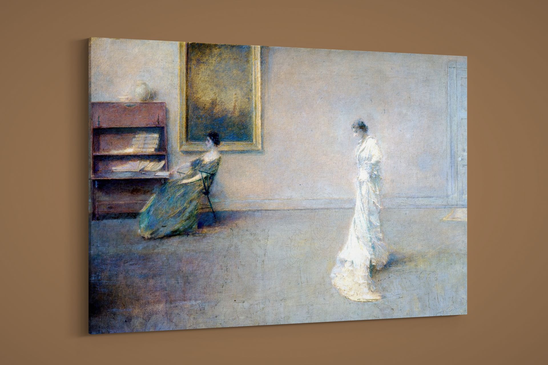 Thomas Wilmer Dewing – The White Dress – Art Print on Paper or Canvas