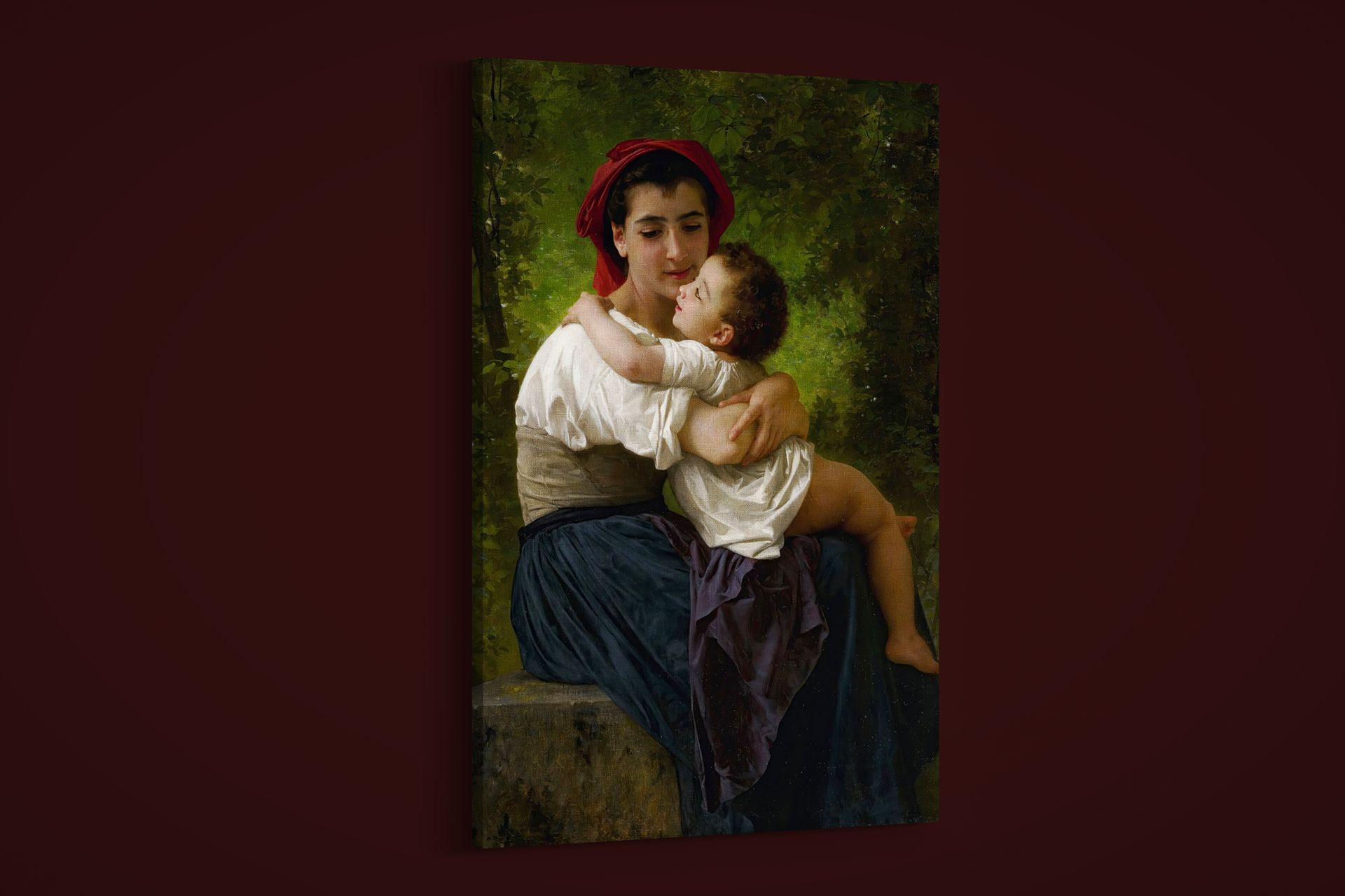 William-Adolphe Bouguereau - The Little Hug - Art Print on Paper or Canvas