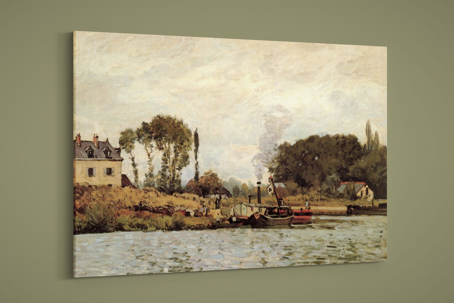 Alfred Sisley – Boats at Bougival Lock – Art Print on Paper or Canvas