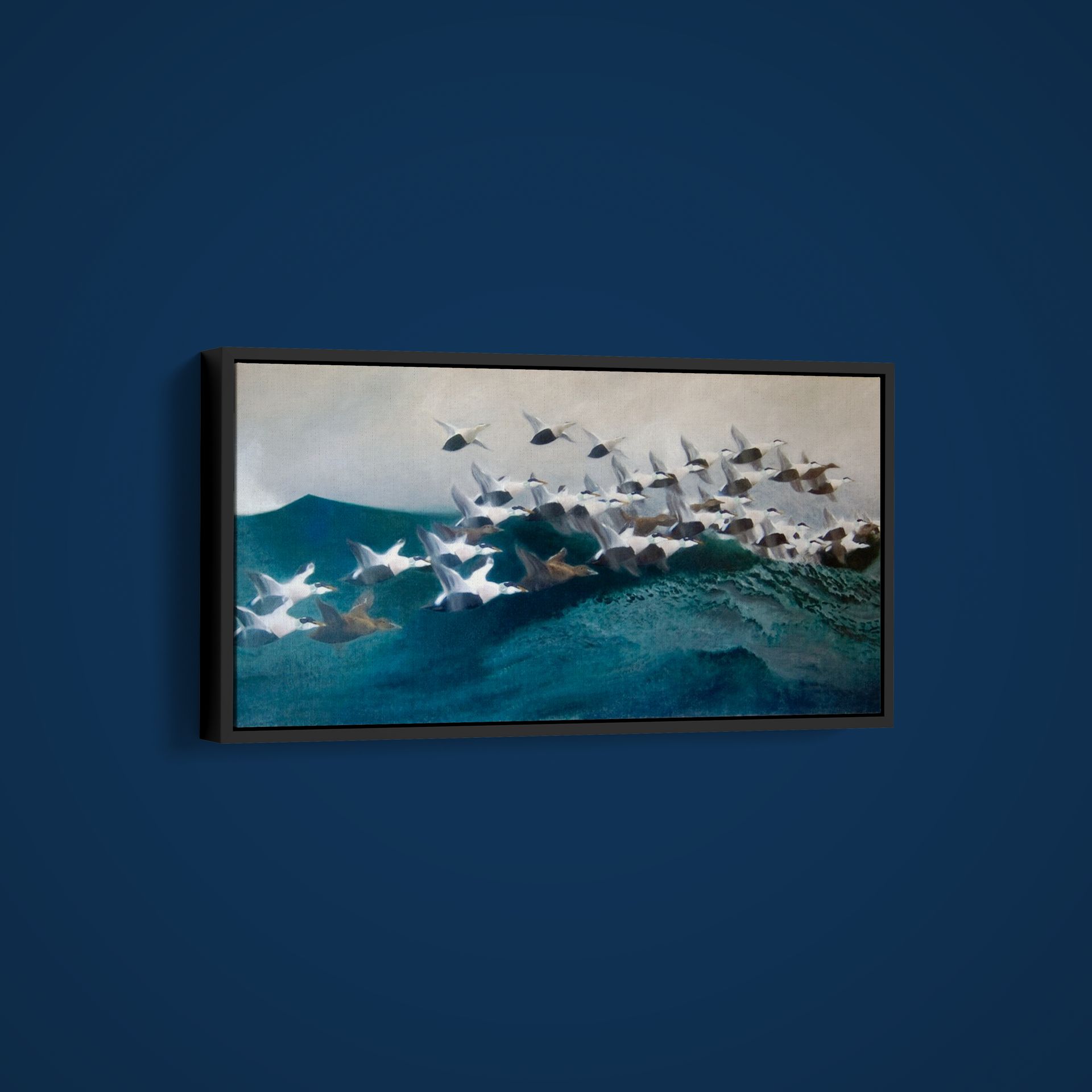 Bruno Liljefors – Eider Ducks Flying in Formation – Art Print on Paper or Canvas